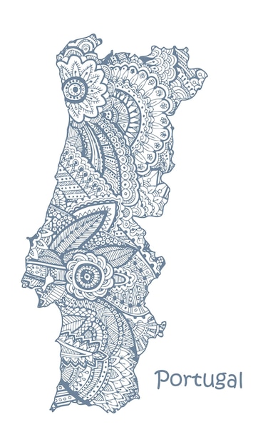 doodle freehand drawing of portugal map. 14341941 PNG