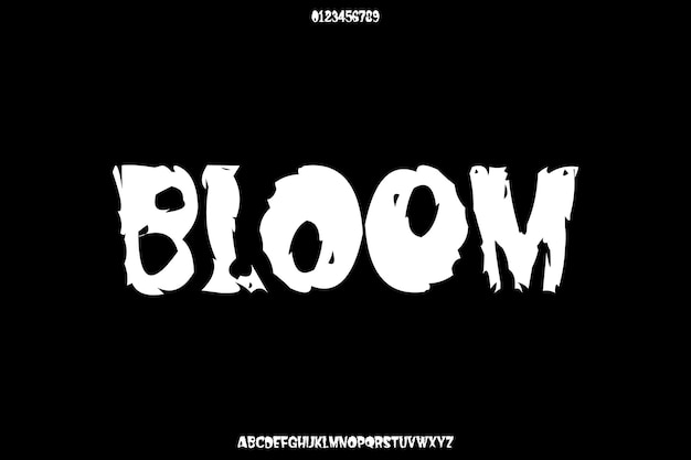 Textureerd Bloom Creatief Vector Grunge penseel Alfabet lettertype ontwerp