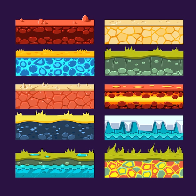 Texture per piattaforma di giochi, set di vettore