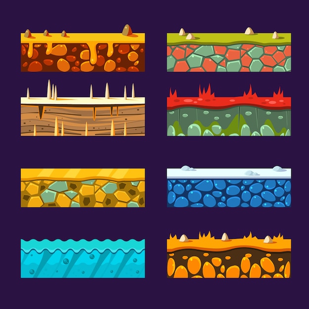 Textures for platformers, set of vector