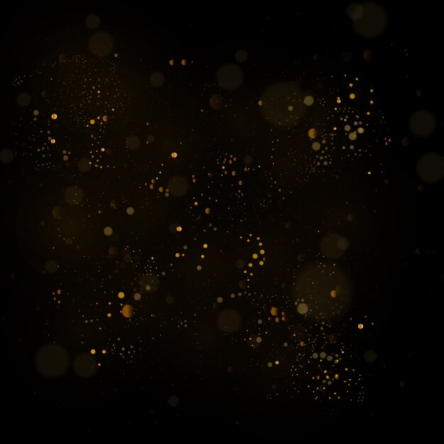 Textuur glitter en elegant. Sprankelende magische goudgele stofdeeltjes. Magisch gouden concept. Abstracte zwarte achtergrond met bokeh effect.