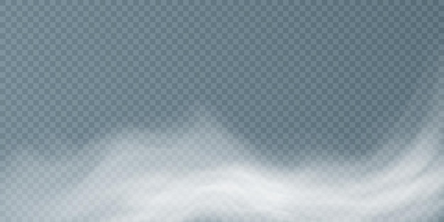 Vector textuur van witte rook op een transparante achtergrond. stoom, rook, mist, wolken speciaal effect.