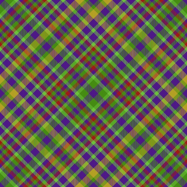 Textuurweefsel tartan met een naadloos patroon met een achtergrondtextiel checkvector in groene en paarse kleuren