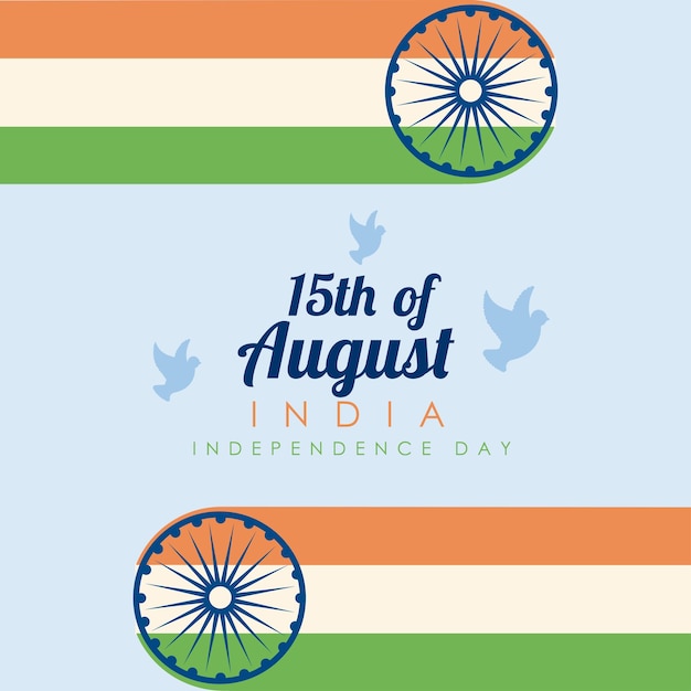 Th august india independence day card on blue background