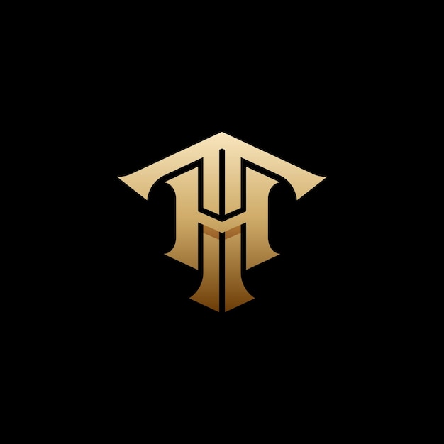 Векторная иллюстрация логотипа TH HT TH Monogram изолирована на черно-белом фоне