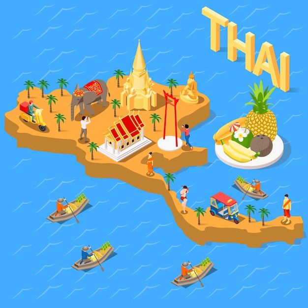 Thai border isometric composition