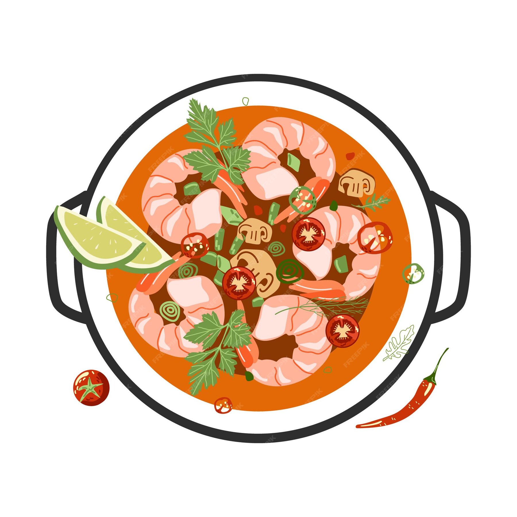 Premium Vector Thai Dish Tom Yam Soup Asianfood Top View Hand Drawn premium-vector-thai-dish-tom-yam-soup-asianfood-top-view-hand-drawn