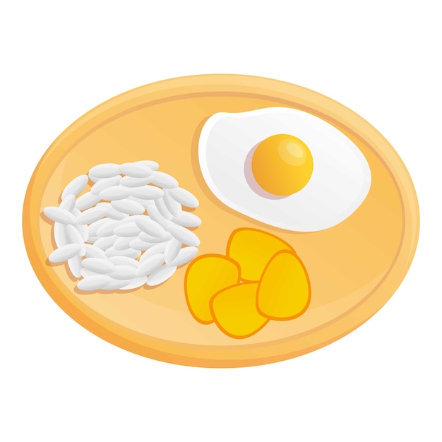 Вектор Икона тайской яичной и рисовой еды мультфильм тайской векторной иконки яичной и рисовой еды для веб-дизайна выделен на белом фоне