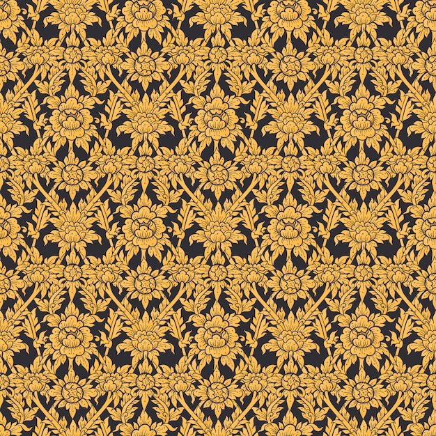 Thai floral motif seamless background.