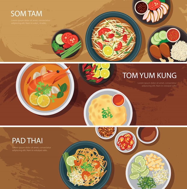 Thai food banner set