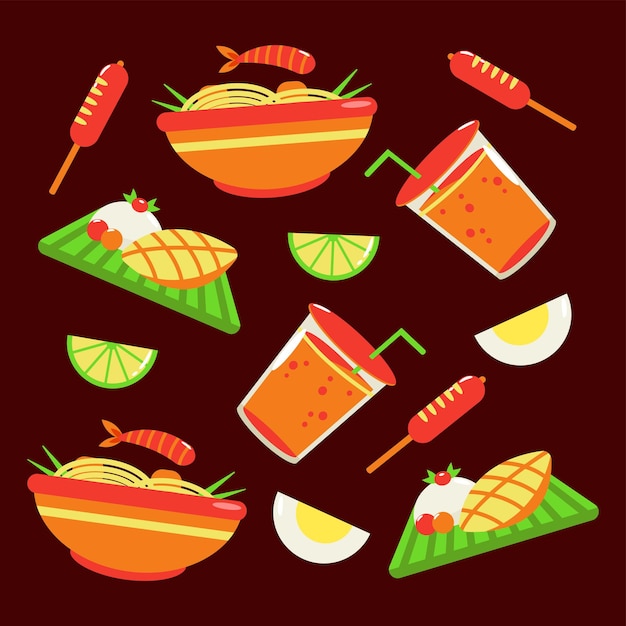 Vector thai food food and drink pattern