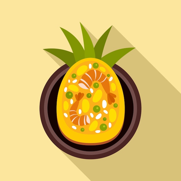 Vector thai food shrimp pineapple icon flat illustration of thai food shrimp pineapple vector icon for web design