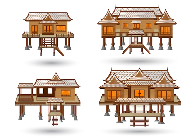 Vector thai house model made from vector