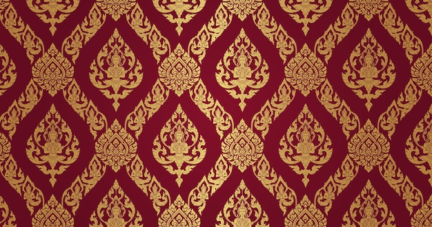 Thai Pattern dark red background