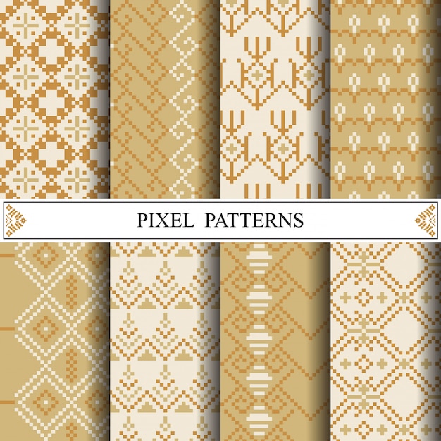 ベクトル 布地の織物やwebページの背景を作るためのタイのピクセルパターン。