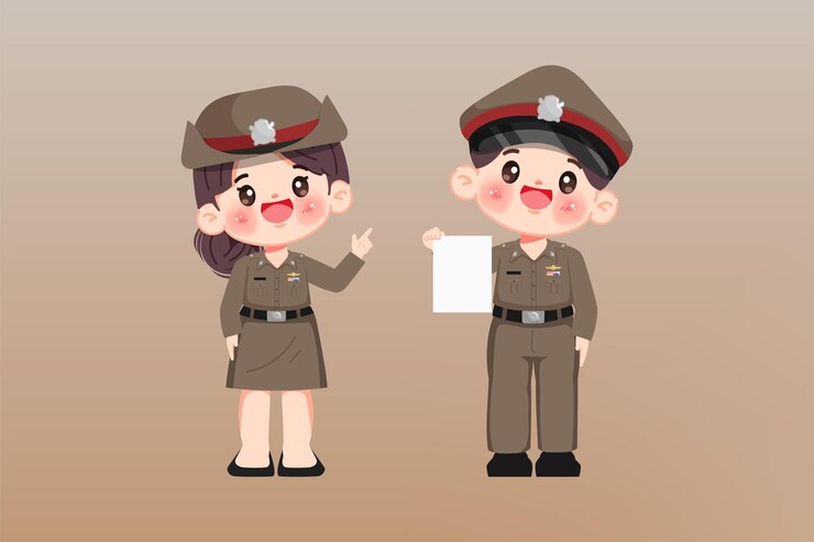 Vector タイの警察官と女性警察官の制服