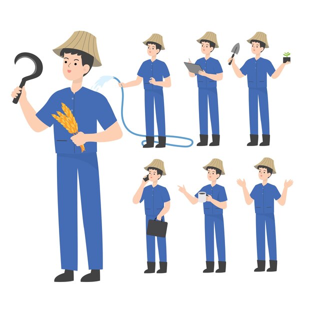 Vector thai smart farmer cartoon presenting concept