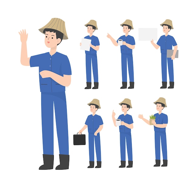 Vector thai smart farmer cartoon presenting concept