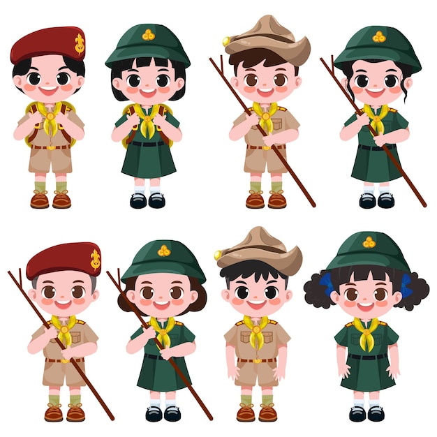 Vector thai students are wearing scoutuniforms