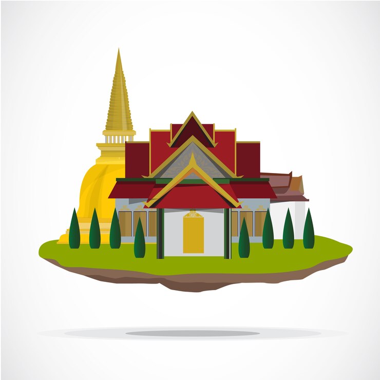 Vector thai temple. palace 