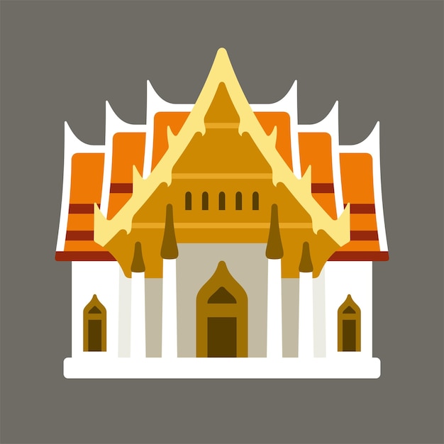 Thai traditional temple architecture. Flat style vector illustration.