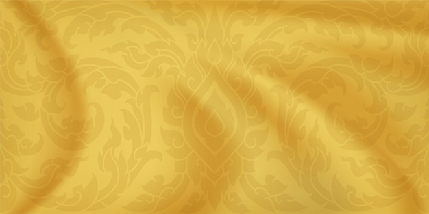 Vector thaii pattern. golden silk background. gold satin waves. vector