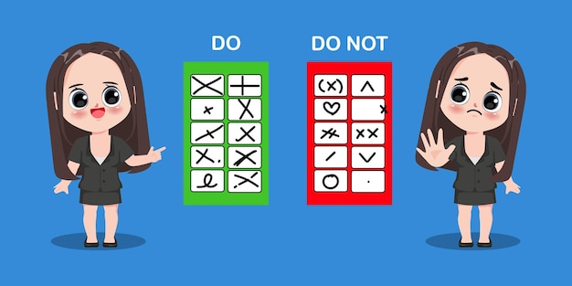 Thailand elections. people character with do and do not of voting. how to tick the cross in vote