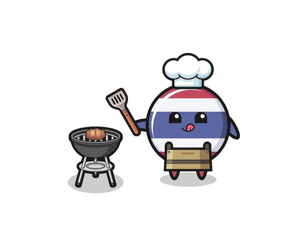 Thailand flag barbeque chef with a grill