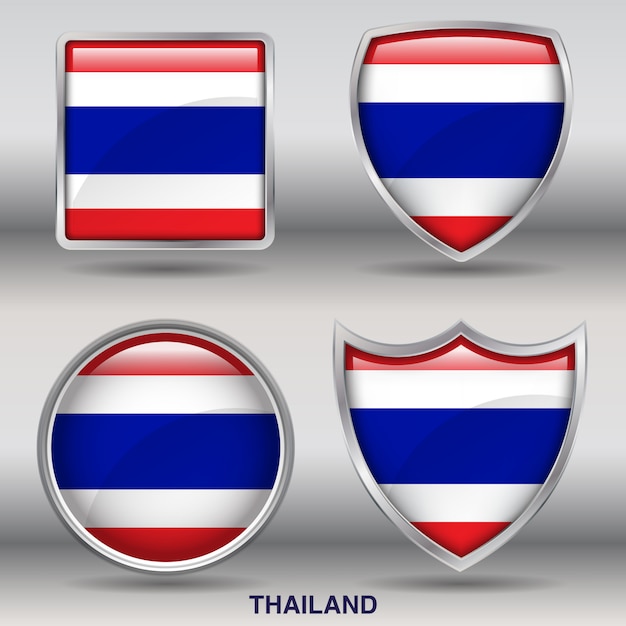 Vector thailand flag bevel 4 shapes icon