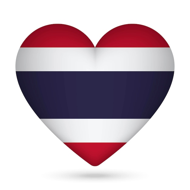 Thailand flag in heart shape Vector illustration