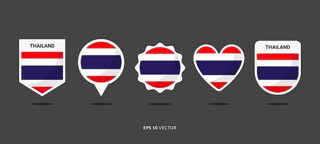 Thailand Flag Set Vector Illustration