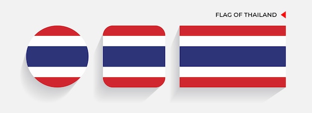 Thailandia bandiere disposte in forme rotonde, quadrate e rettangolari