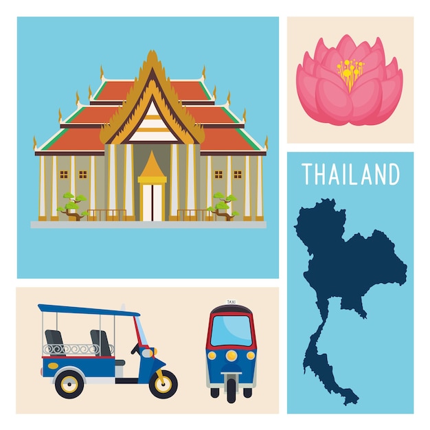 Vector thailand four icons