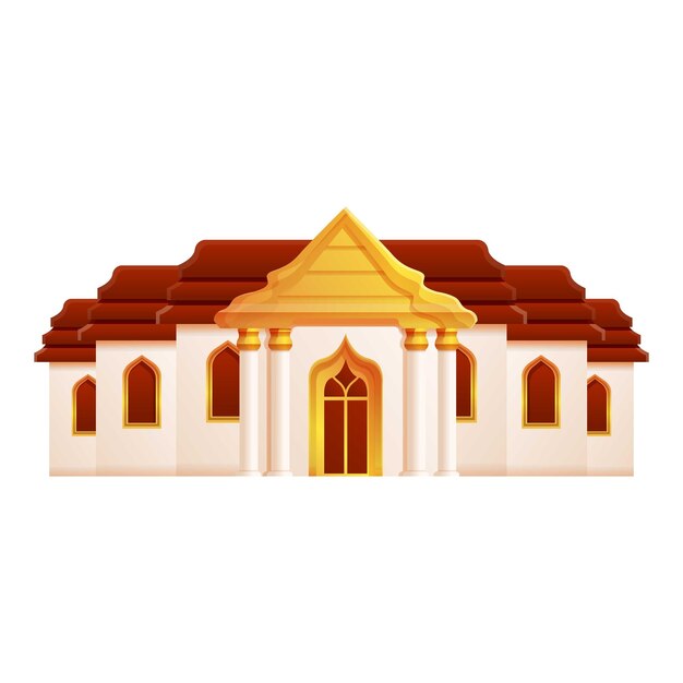 Икона Великого дворца Таиланда Карикатура Таиланда Векторная икона Большого дворца для веб-дизайна изолирована на белом фоне