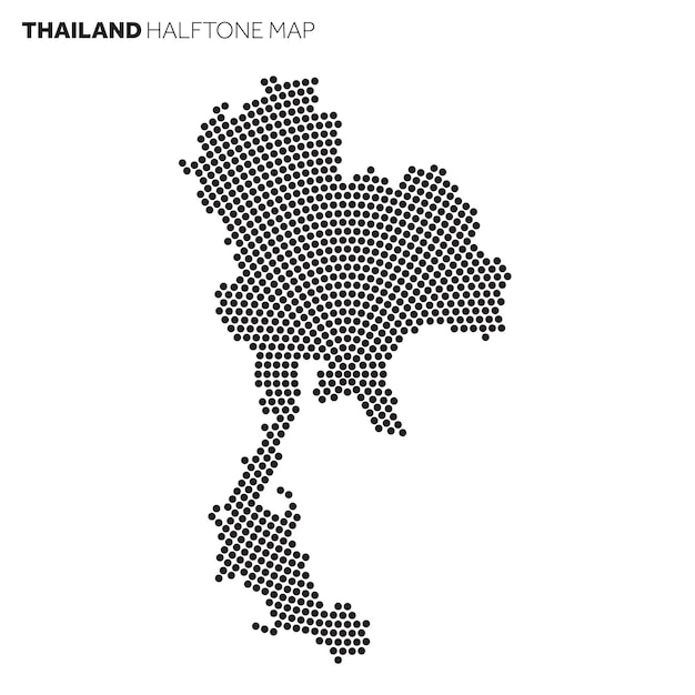 Thailand landkaart gemaakt van radiaal halftoonpatroon