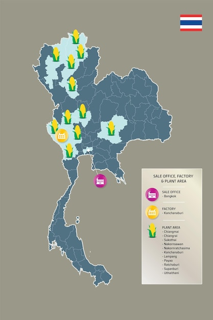 Infografica sulla mappa della thailandia