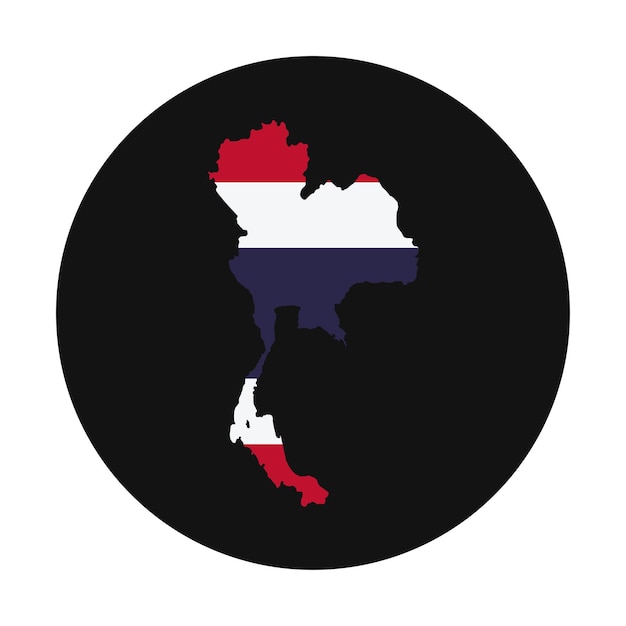 Thailand map silhouette with flag on black background