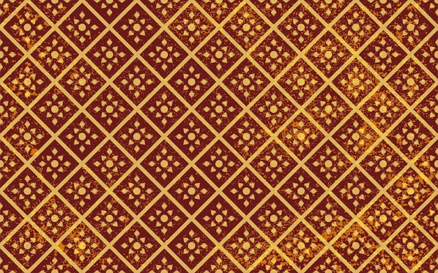 Vector thailand modern repeat pattern in red and gold color