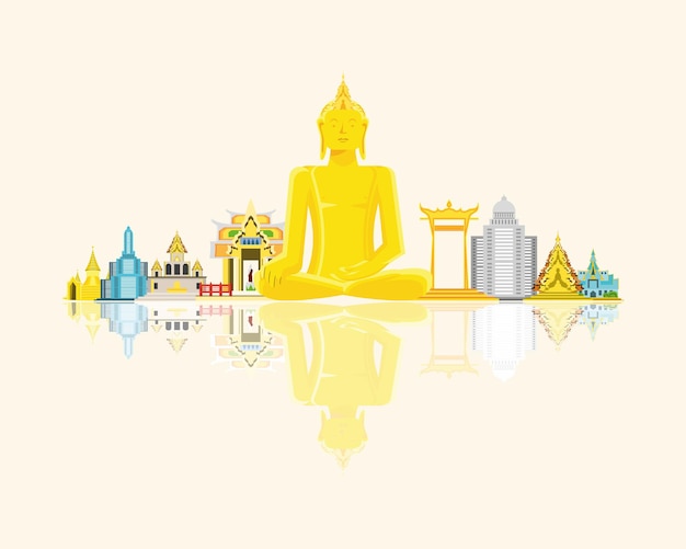 Vector thailand monumenten en tempel