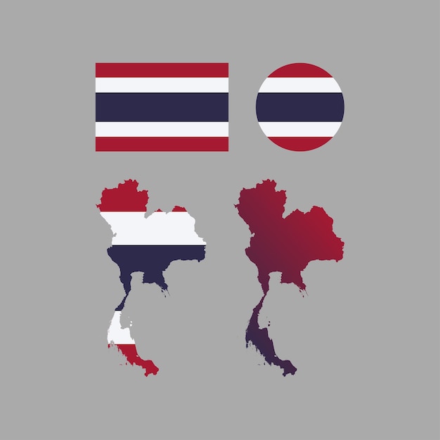 Thailand national flag and map set....