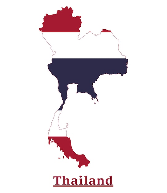 Vector thailand nationale vlag kaart ontwerp, illustratie van thailand land vlag binnen de kaart