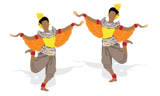 Vector thailand traditional dance vector design woman