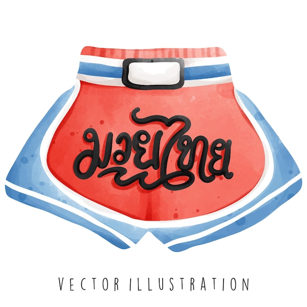 Вектор Таиландская туристическая коллекция акварель боксерских шортов векторная иллюстрация