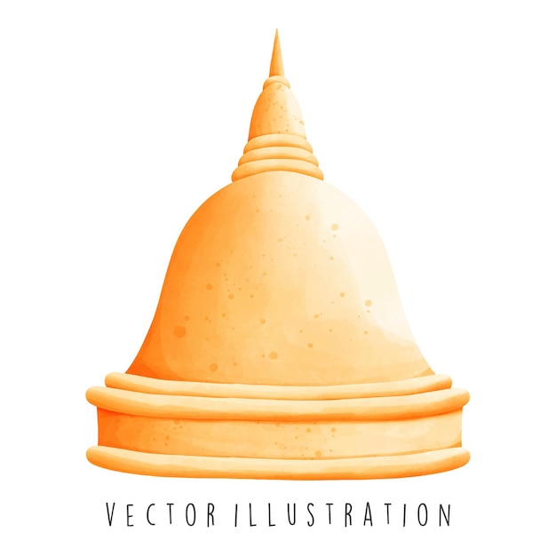 Vector thailand travel collection watercolor of thai pagoda vector illustration