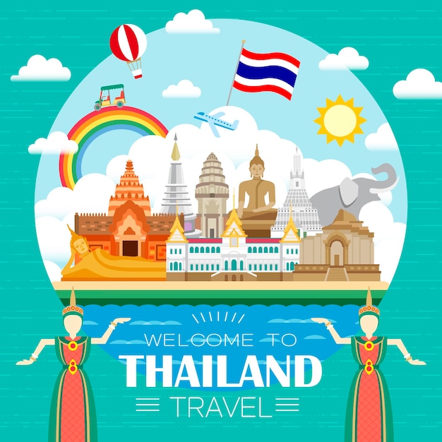 Vector thailand travel concept poster