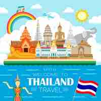 Vector thailand travel concept poster