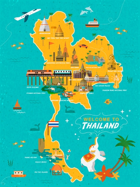 Vector thailand travel concept poster