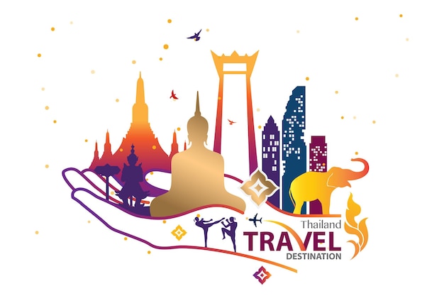 Vector thailand travel destination vector illustration