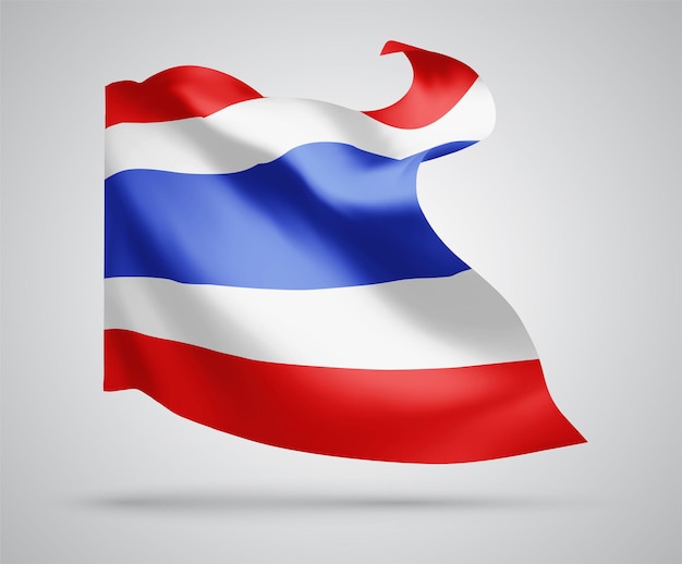 Thailand, vector 3d vlag geïsoleerd op een witte achtergrond