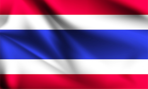 Thailand vlag waait in de wind. onderdeel van een serie. wapperende vlag van thailand.